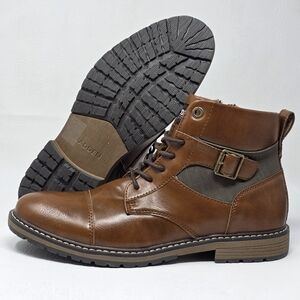 Madden Men's Combat Lace Up Boots Size Zipper Brown Size 9.5 New